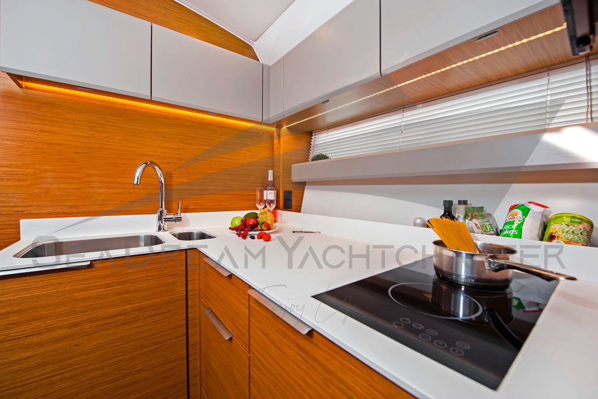 Galley of Sun Dreamer, a Bavaria S40 HT motorboat at Općina Sukošan, Croatia