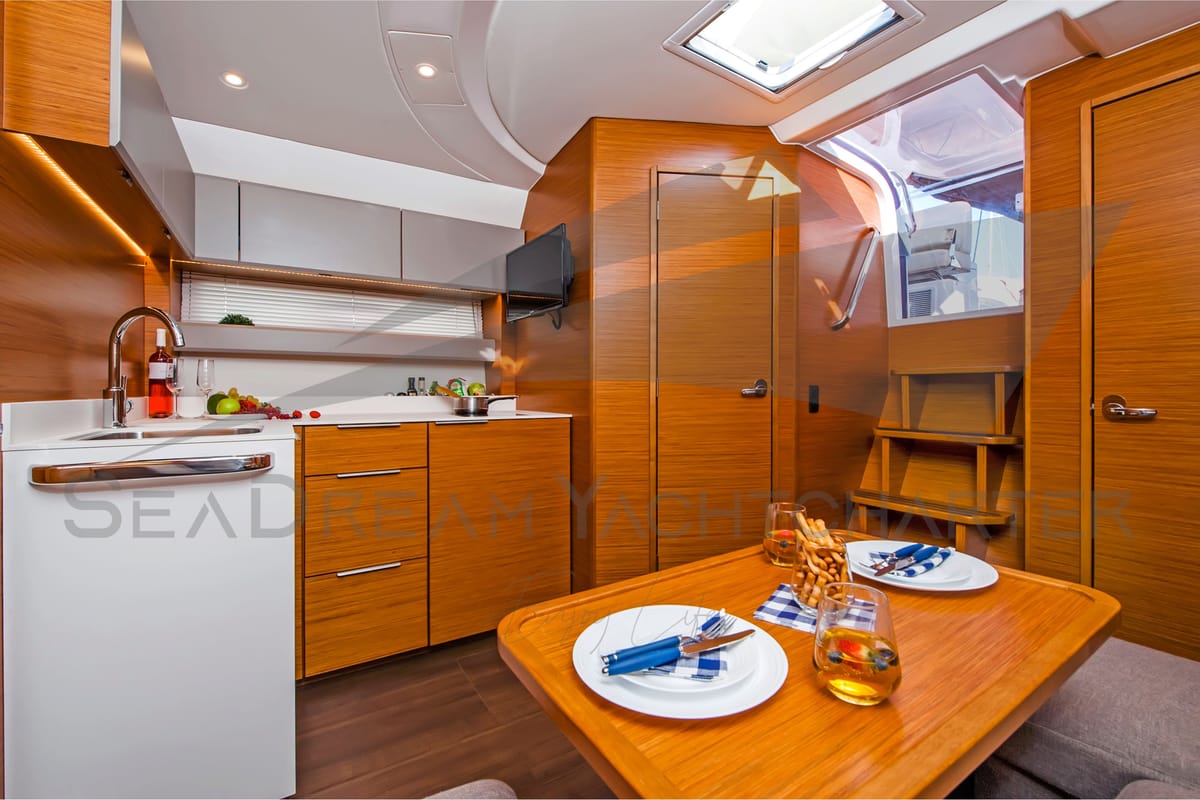 Galley of Sun Dreamer, a Bavaria S40 HT motorboat at Općina Sukošan, Croatia
