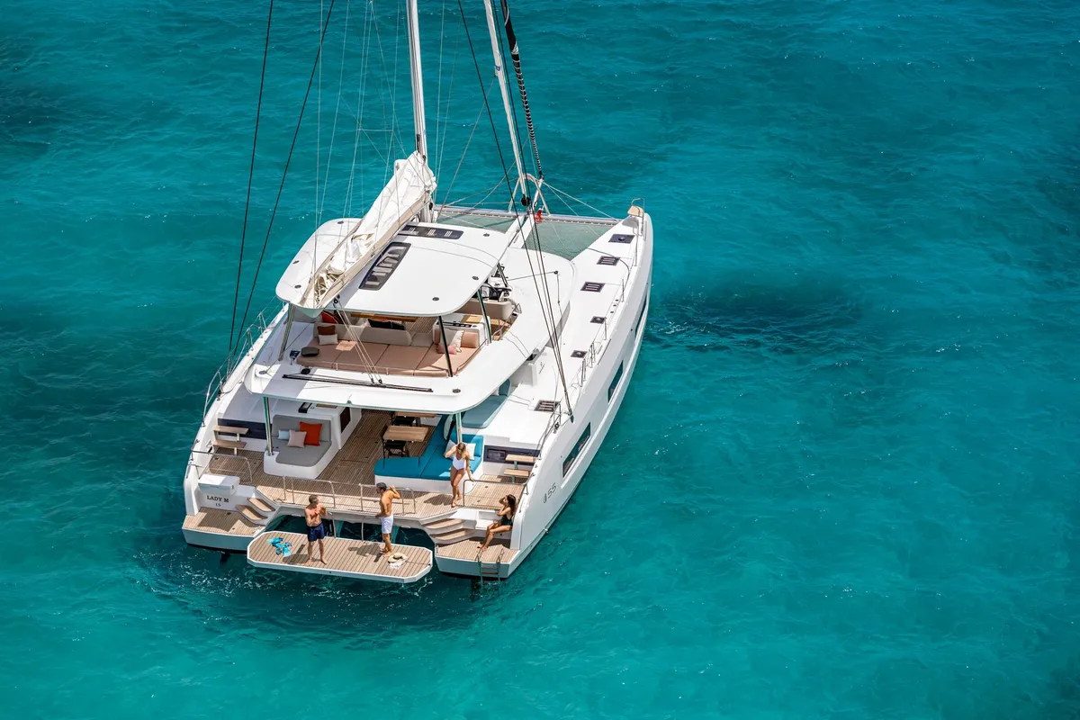 Exterior view of Star Link, a Lagoon 55 catamaran at Split, Croatia