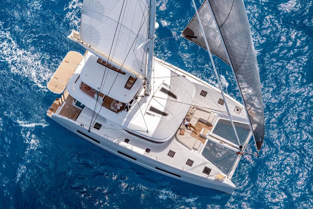 Exterior view of Star Link, a Lagoon 55 catamaran at Split, Croatia