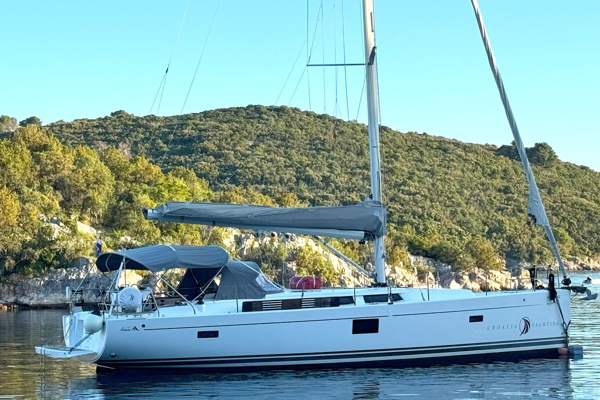 Exterior view of Maxine II, a Hanse Yachts Hanse 455 sailboat at Grad Kaštela, Croatia