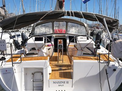 Cockpit of Maxine II, a Hanse Yachts Hanse 455 sailboat at Grad Kaštela, Croatia