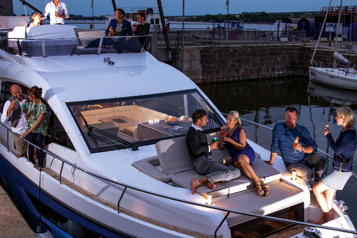 Deck of Blue Lagoon II, a Sealine F430 motorboat at Grad Pula, Croatia