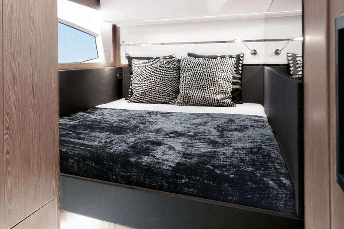 Cabin on Blue Lagoon II, a Sealine F430 motorboat at Grad Pula, Croatia