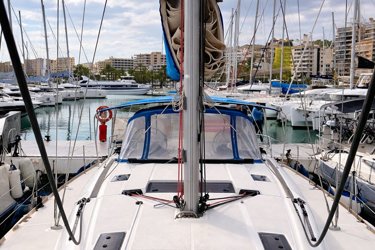 Cabin on Malgrats, a Jeanneau Sun Odyssey 469 sailboat at Palma de Mallorca, Spain