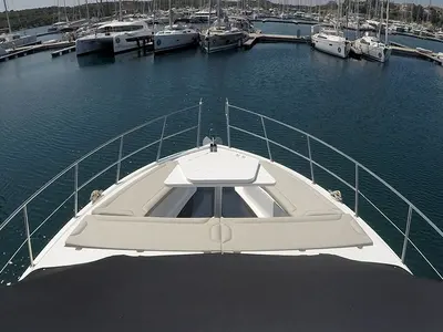 Deck of Il Sogno V, a Galeon 480 Fly yacht at Grad Šibenik, Croatia