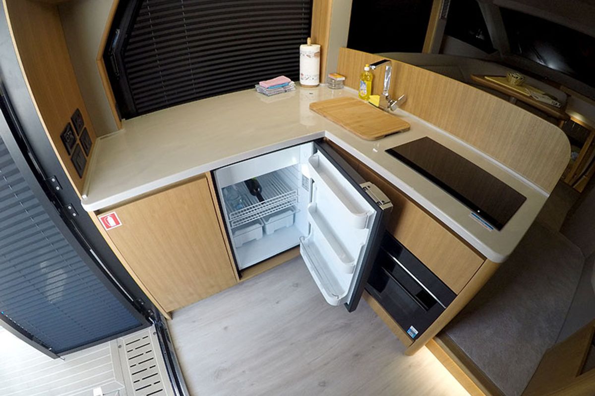 Galley of Il Sogno V, a Galeon 480 Fly yacht at Grad Šibenik, Croatia