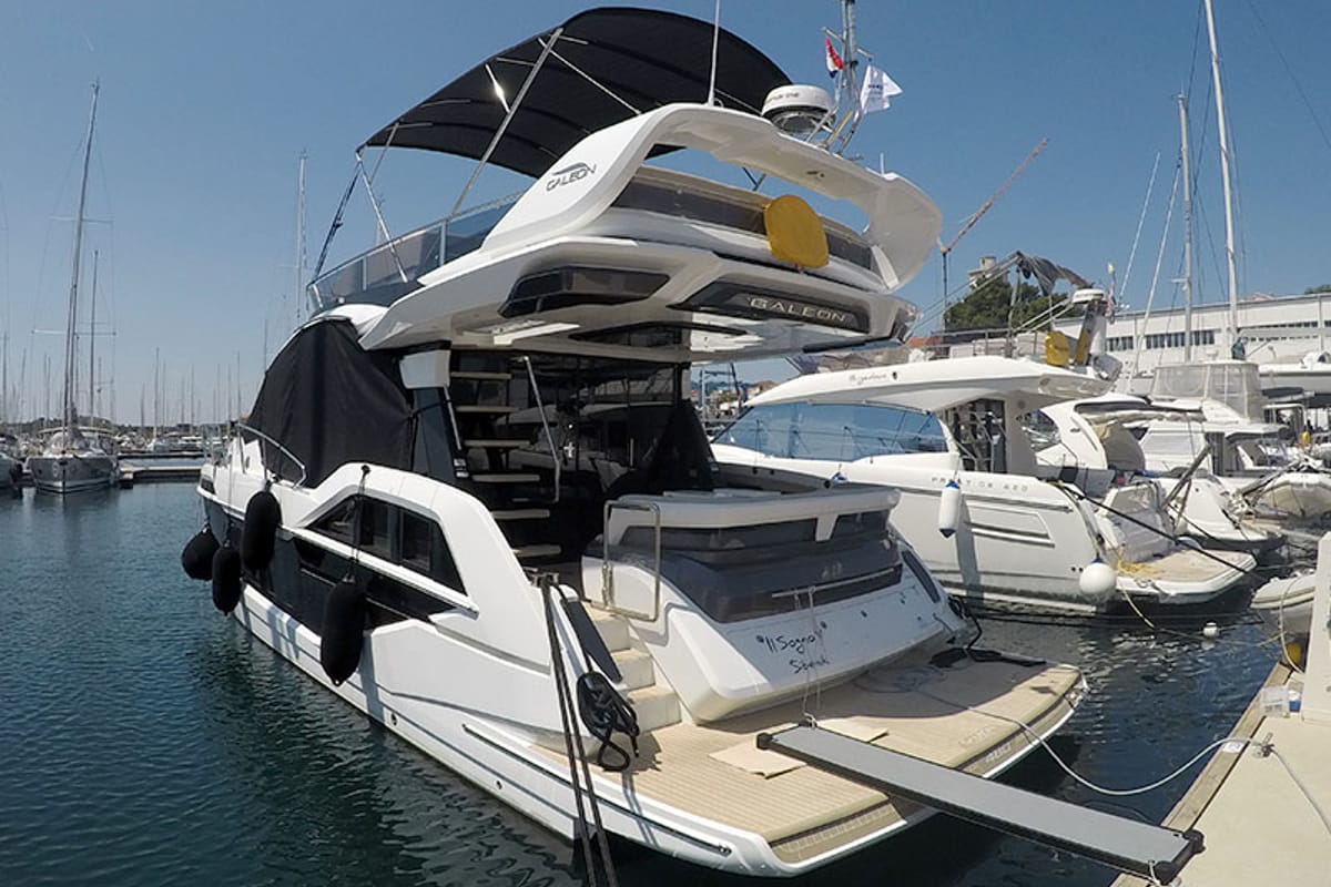Il Sogno V, a Galeon 480 Fly yacht at Grad Šibenik, Croatia