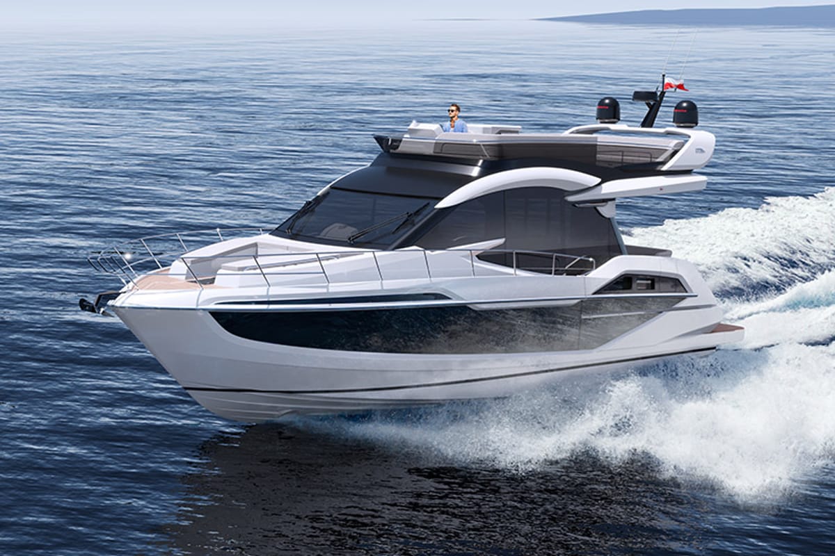 Il Sogno V, a Galeon 480 Fly yacht at Grad Šibenik, Croatia