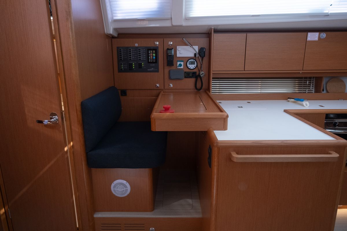 Salon of Arke, a Bavaria C46 sailboat at Fethiye, Turkey