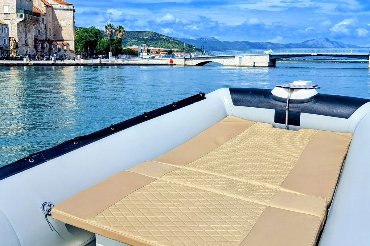 Deck of Niky, a Prestige Ranger 600 motorboat at Grad Trogir, Croatia