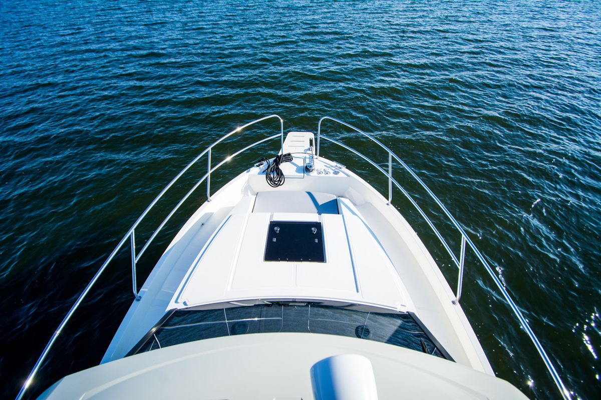 Deck of Balt 1080 Titanium, a Balt 1018 Titanium motorboat at Wilkasy, Poland