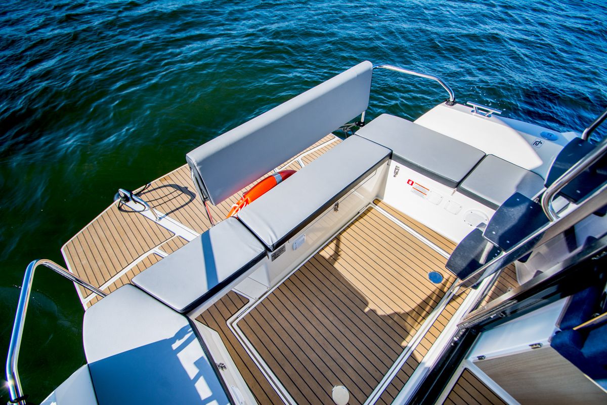 Deck of Balt 1080 Titanium, a Balt 1018 Titanium motorboat at Wilkasy, Poland