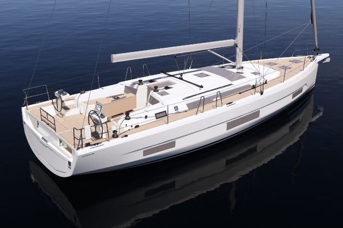 Exterior view of Asterix, a Dufour 470 sailboat at Punat, Croatia
