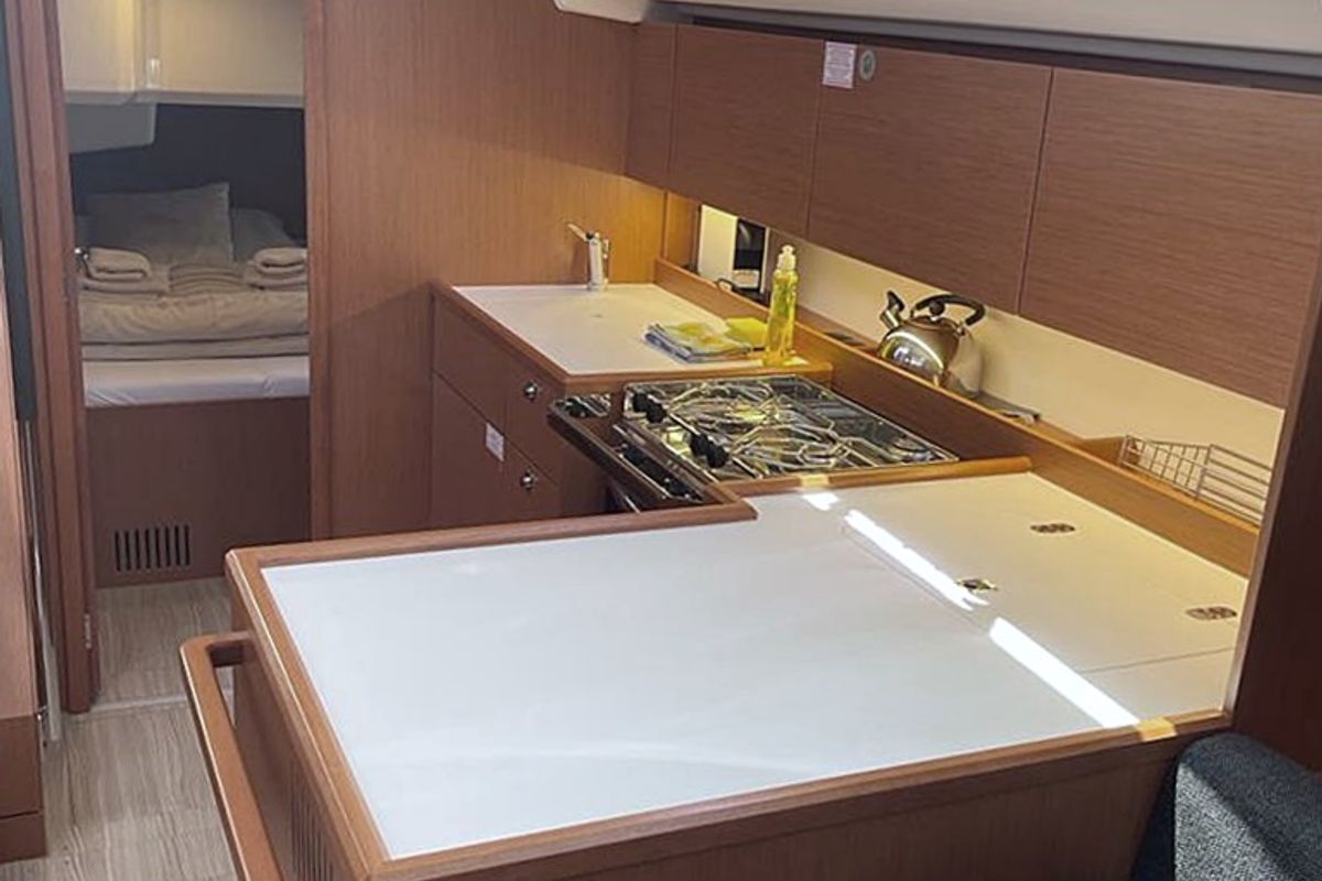 Galley of Coco, a Bavaria C42 sailboat at Općina Rogoznica, Croatia