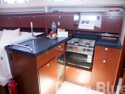 Galley of Deep Blue, a Hanse Yachts Hanse 415 sailboat at Lavreotiki Municipal Unit, Greece