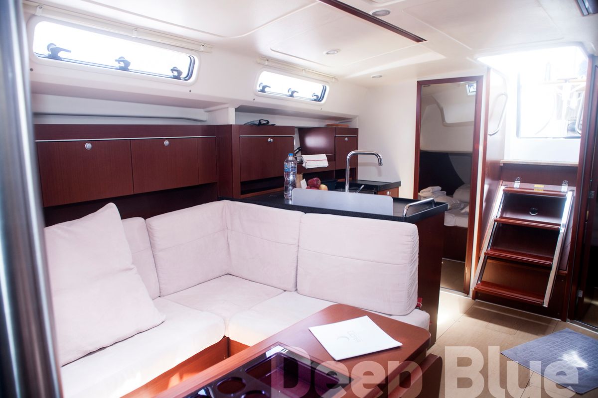 Salon of Deep Blue, a Hanse Yachts Hanse 415 sailboat at Lavreotiki Municipal Unit, Greece