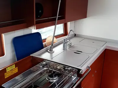 Deck of Olympic, a Beneteau Oceanis 46.1 sailboat at Athens, Greece