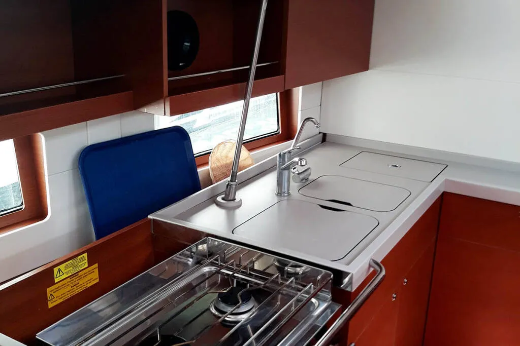 Deck of Olympic, a Beneteau Oceanis 46.1 sailboat at Athens, Greece