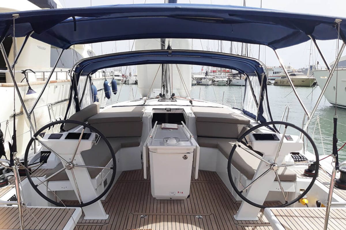 Deck of Olympic, a Beneteau Oceanis 46.1 sailboat at Athens, Greece