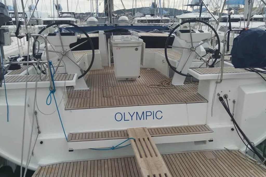 Exterior view of Olympic, a Beneteau Oceanis 46.1 sailboat at Athens, Greece