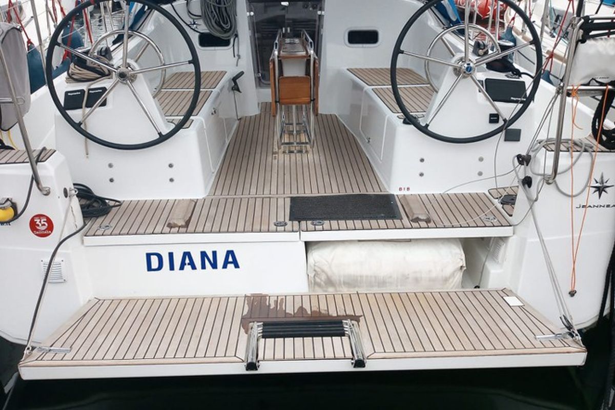 Diana, a Jeanneau Sun Odyssey 380 sailboat at Procida, Italy