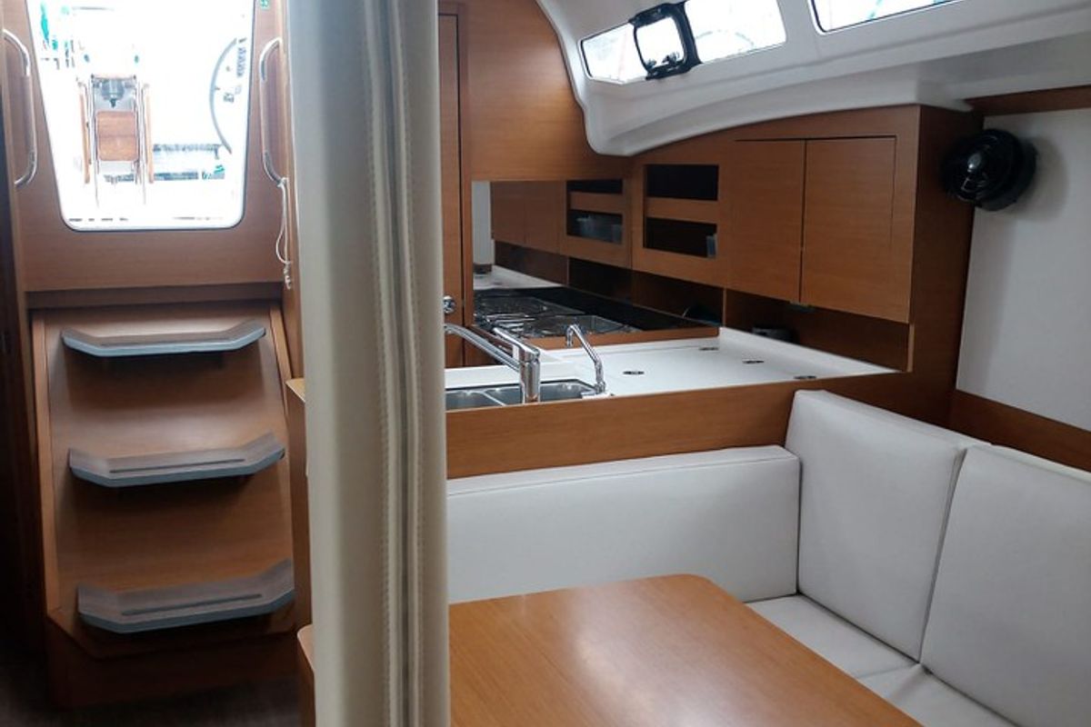 Diana, a Jeanneau Sun Odyssey 380 sailboat at Procida, Italy