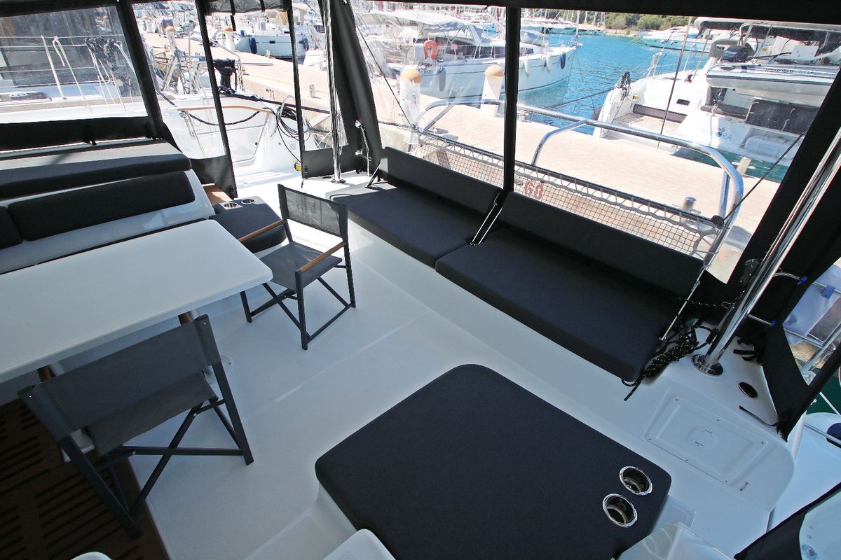 Deck of Solution, a Lagoon 43 catamaran at Općina Rogoznica, Croatia