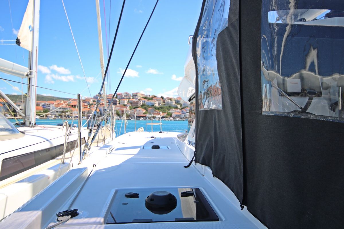 Deck of Solution, a Lagoon 43 catamaran at Općina Rogoznica, Croatia