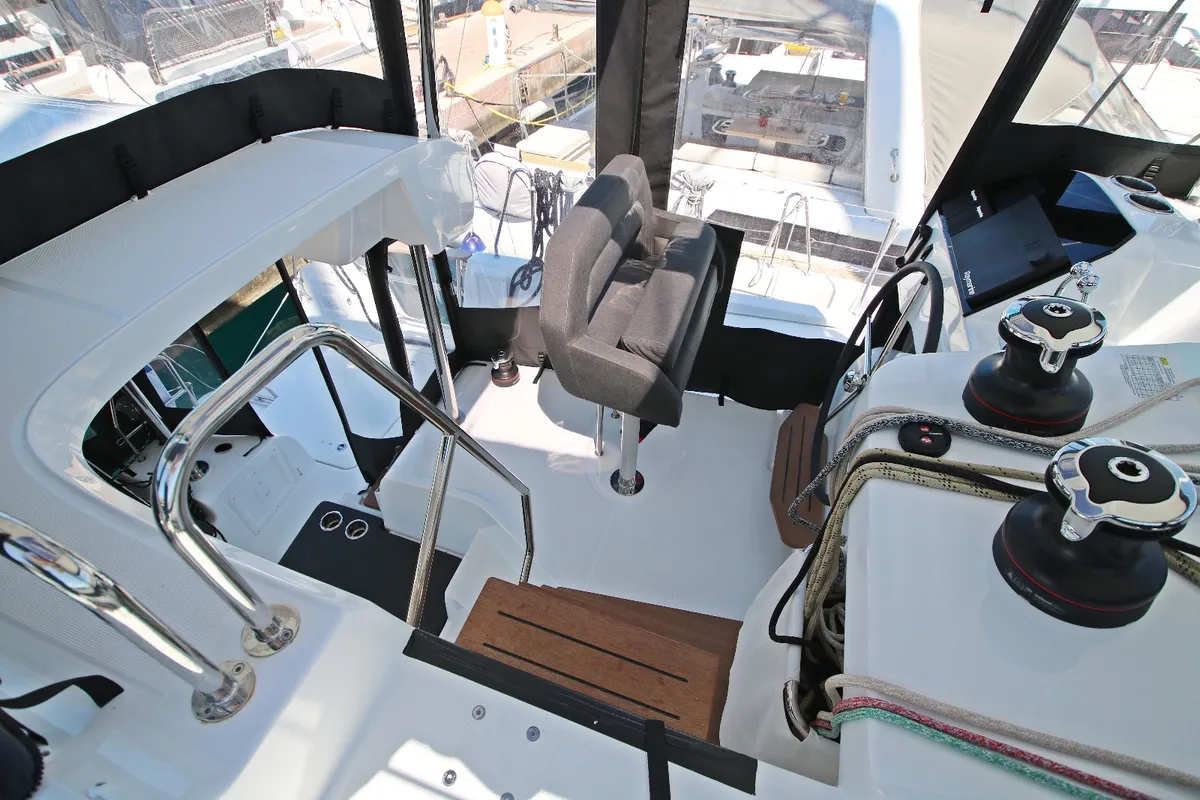 Cockpit of Solution, a Lagoon 43 catamaran at Općina Rogoznica, Croatia