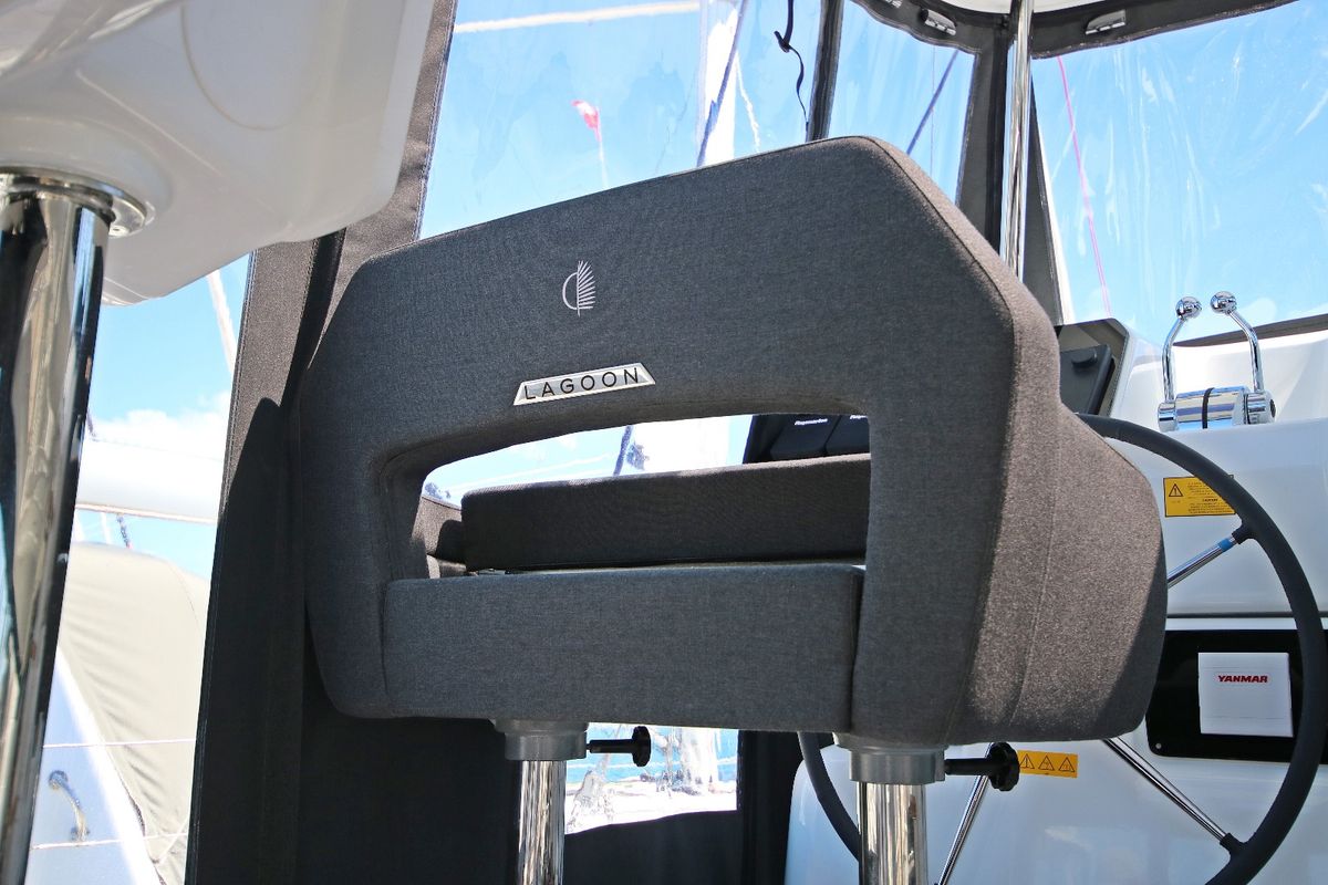 Cockpit of Solution, a Lagoon 43 catamaran at Općina Rogoznica, Croatia
