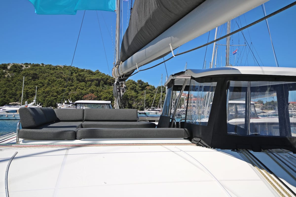 Deck of Solution, a Lagoon 43 catamaran at Općina Rogoznica, Croatia