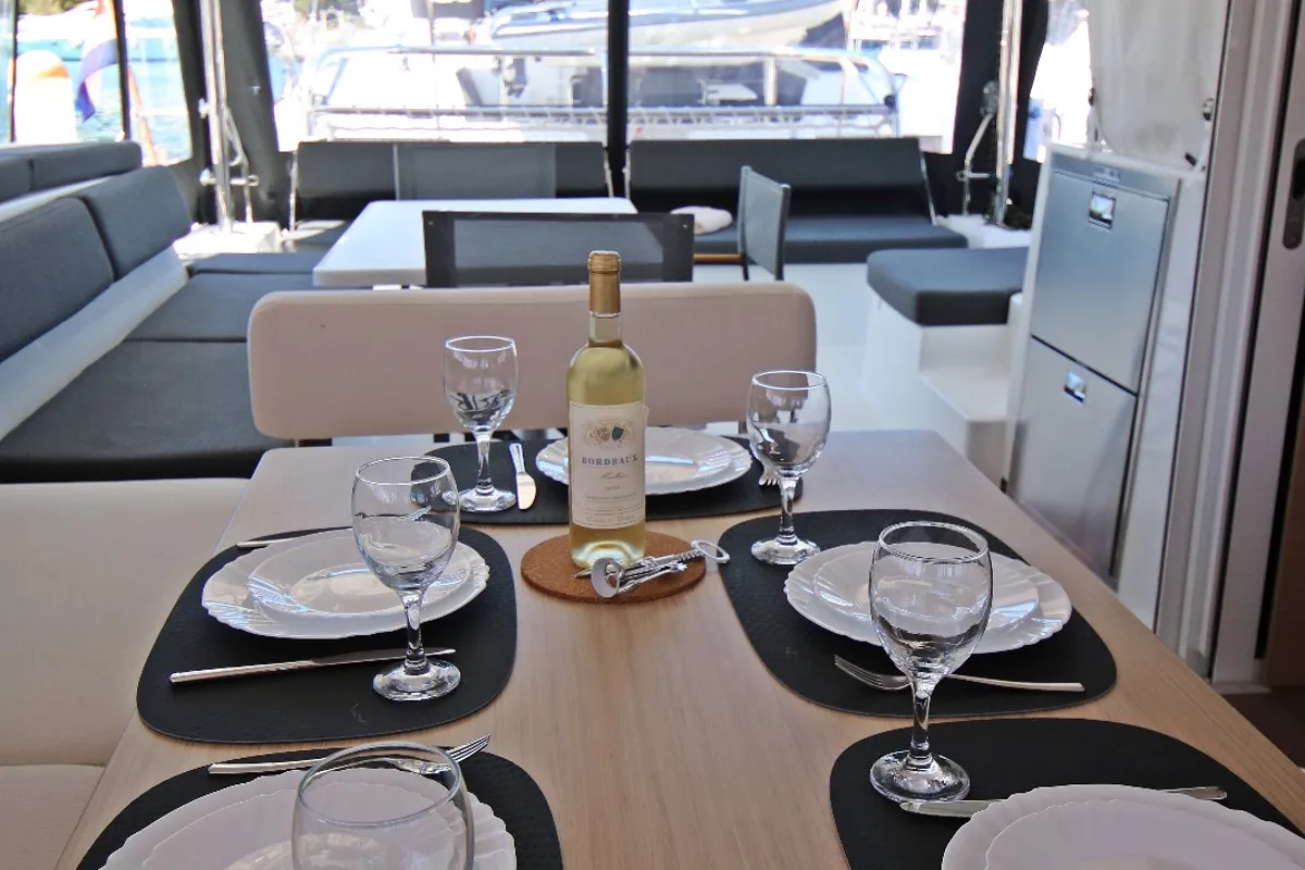 Salon of Solution, a Lagoon 43 catamaran at Općina Rogoznica, Croatia
