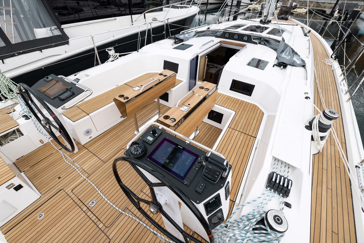 Deck of Nevolem, a Bavaria C46 sailboat at Novi Vinodolski, Croatia