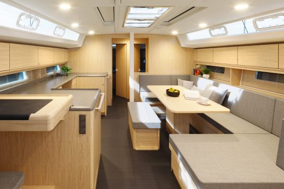 Salon of Nevolem, a Bavaria C46 sailboat at Novi Vinodolski, Croatia