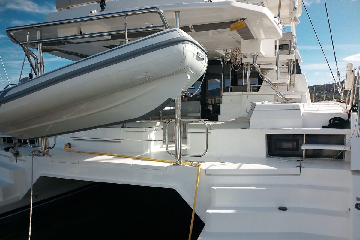 Exterior view of Edoardo, a Leopard 50 catamaran at Cannigione, Italy