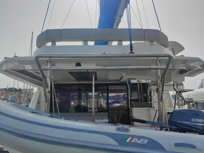 Deck of Daria, a Leopard 45 catamaran at Procida, Italy