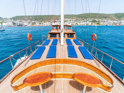 Deck of Carpe Diem XI, a Gulet Gulet gulet at Bodrum, Turkey