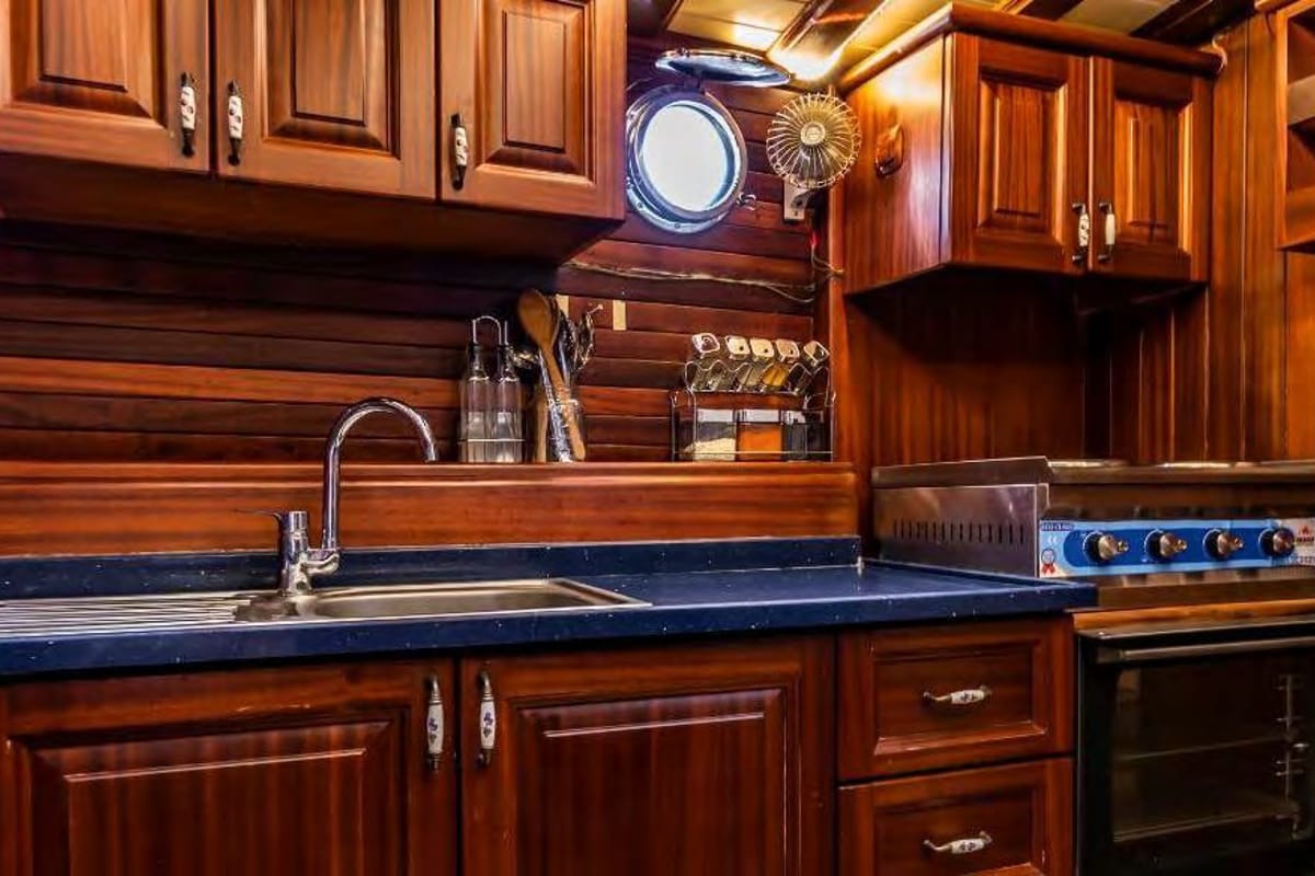 Galley of Carpe Diem XI, a Gulet Gulet gulet at Bodrum, Turkey