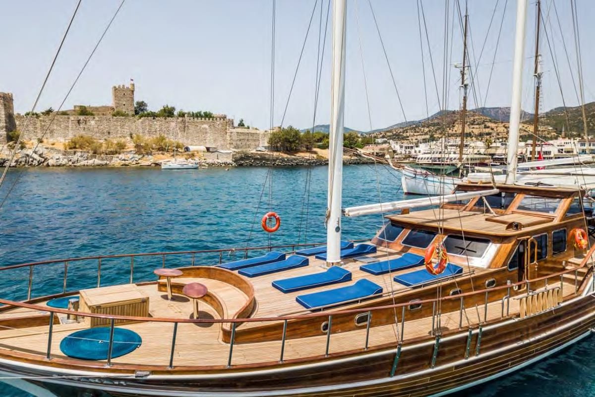 Exterior view of Carpe Diem XI, a Gulet Gulet gulet at Bodrum, Turkey