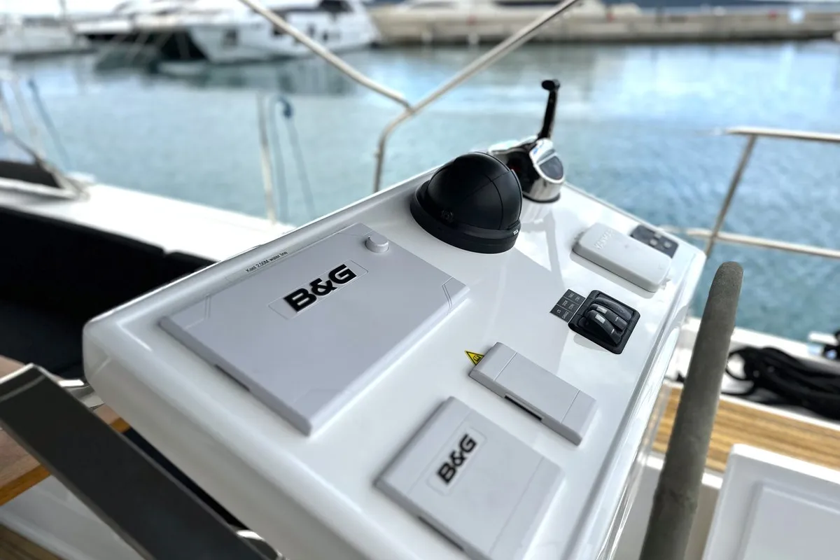 Cockpit of Adele, a Hanse Yachts Hanse 548 sailboat at Seget Donji, Croatia