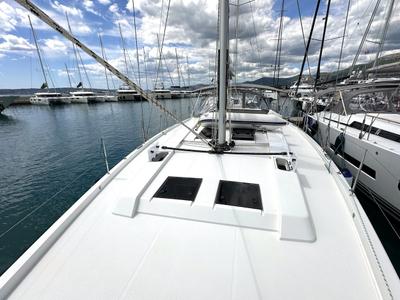 Deck of Adele, a Hanse Yachts Hanse 548 sailboat at Seget Donji, Croatia