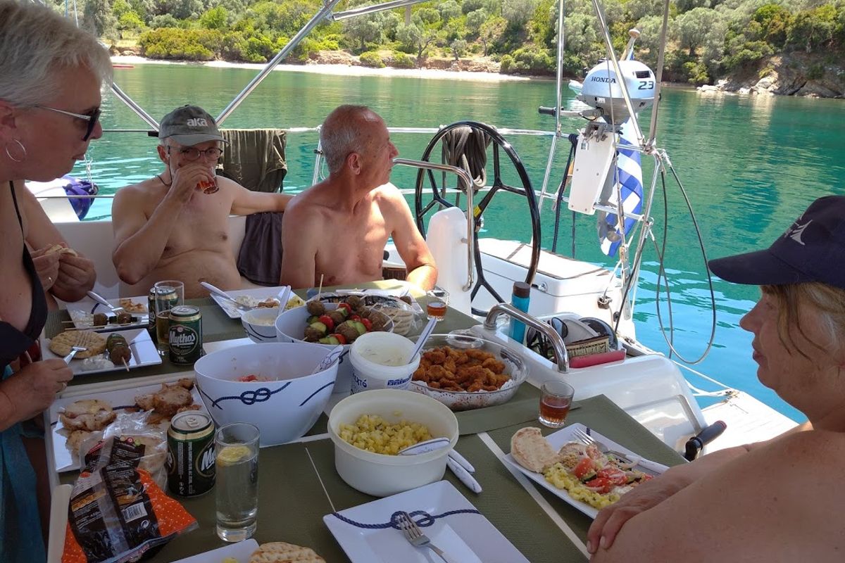 Deck of Celene, a Jeanneau Sun Odyssey 440 sailboat at Volos Municipality, Greece