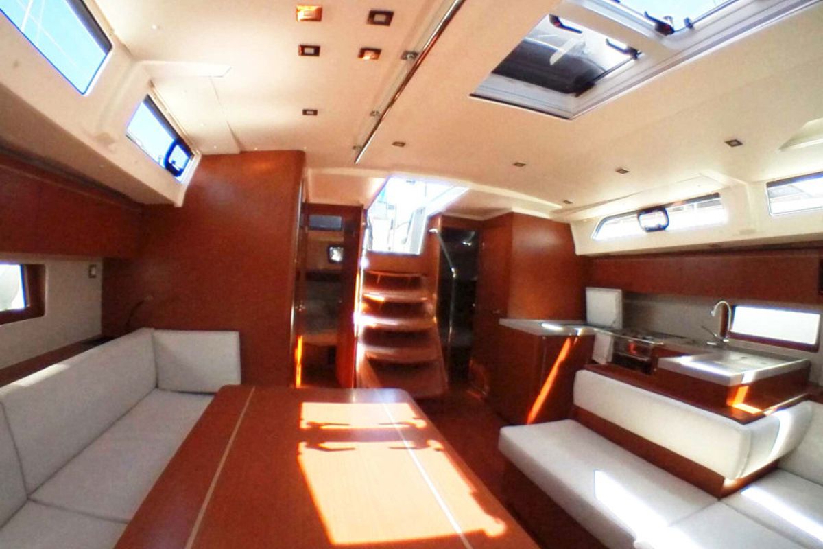 Salon of Euphoria, a Beneteau Oceanis 51.1 sailboat at Lavreotiki Municipal Unit, Greece