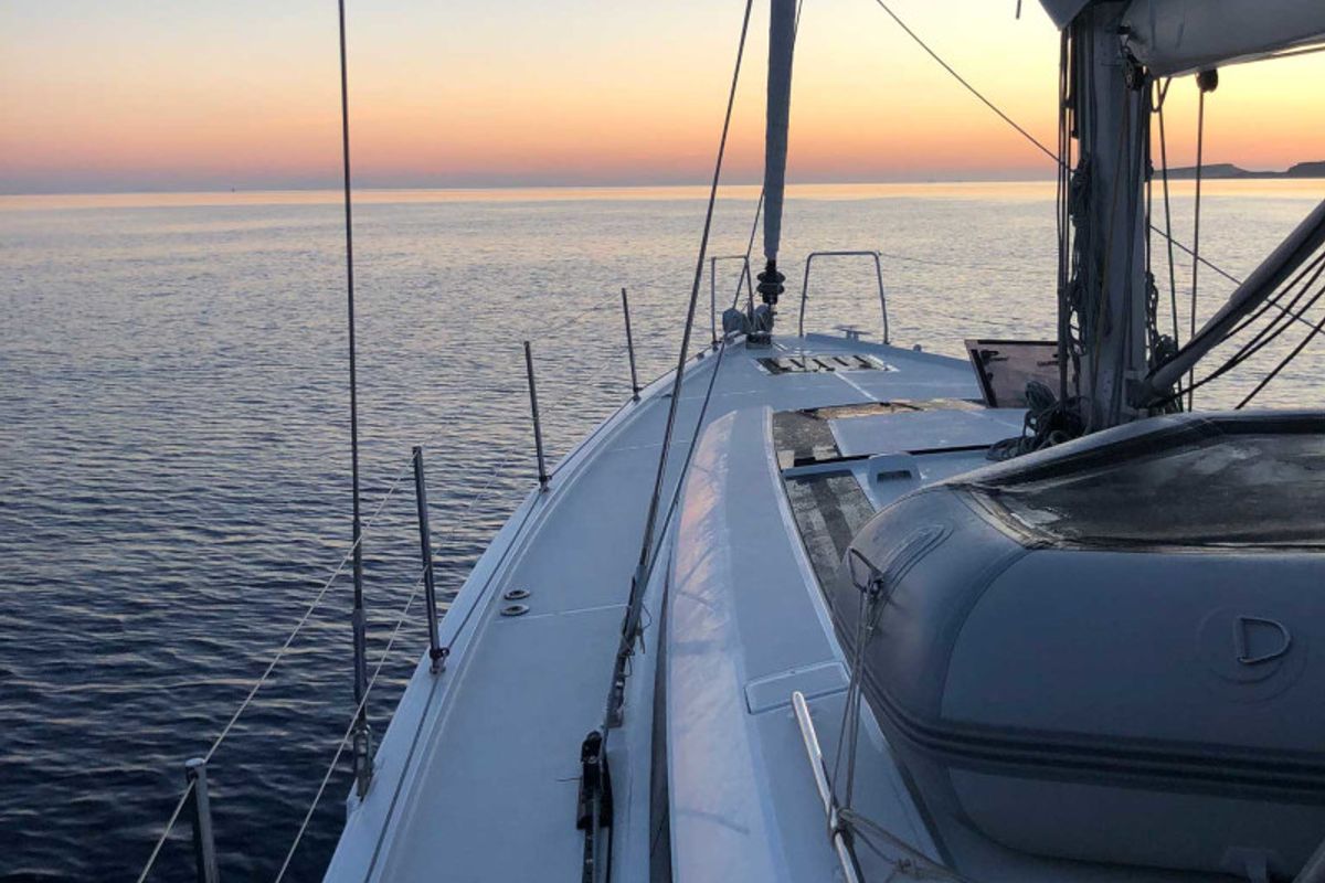 Exterior view of Euphoria, a Beneteau Oceanis 51.1 sailboat at Lavreotiki Municipal Unit, Greece
