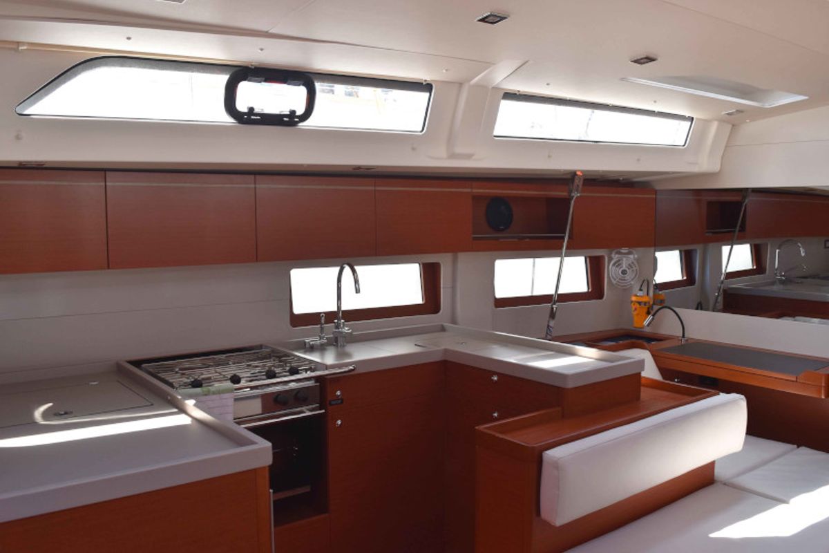Galley of Euphoria, a Beneteau Oceanis 51.1 sailboat at Lavreotiki Municipal Unit, Greece
