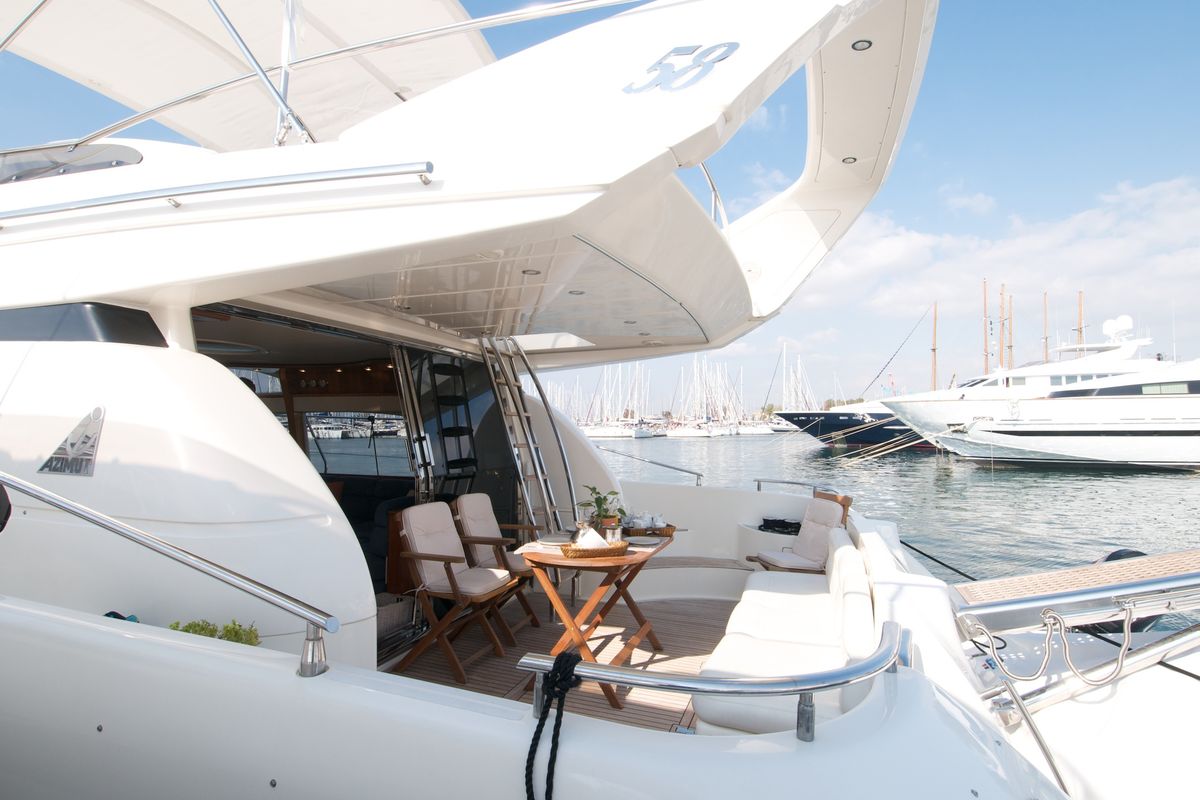 Cabin on Premium +, a Azimut 58 motorboat at Athens, Greece