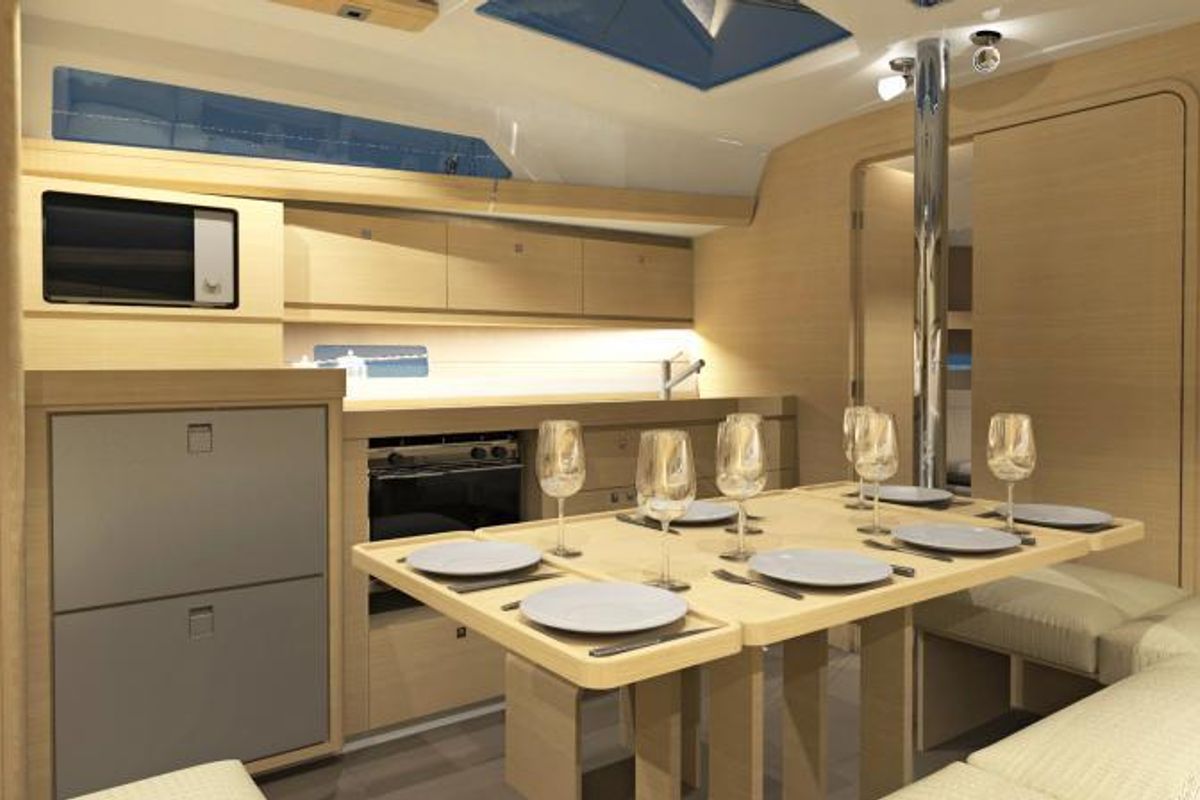 Galley of Eftychia 4, a Dufour 382 GL sailboat at Municipal Unit of Lefkada, Greece