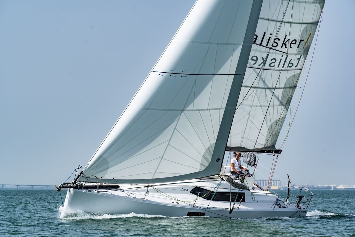 Exterior view of SHOULD I GO, a Pogo Structures Pogo 36 sailboat at La Rochelle, France
