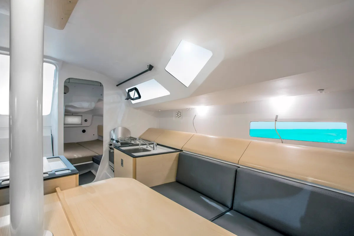 Salon of SHOULD I GO, a Pogo Structures Pogo 36 sailboat at La Rochelle, France